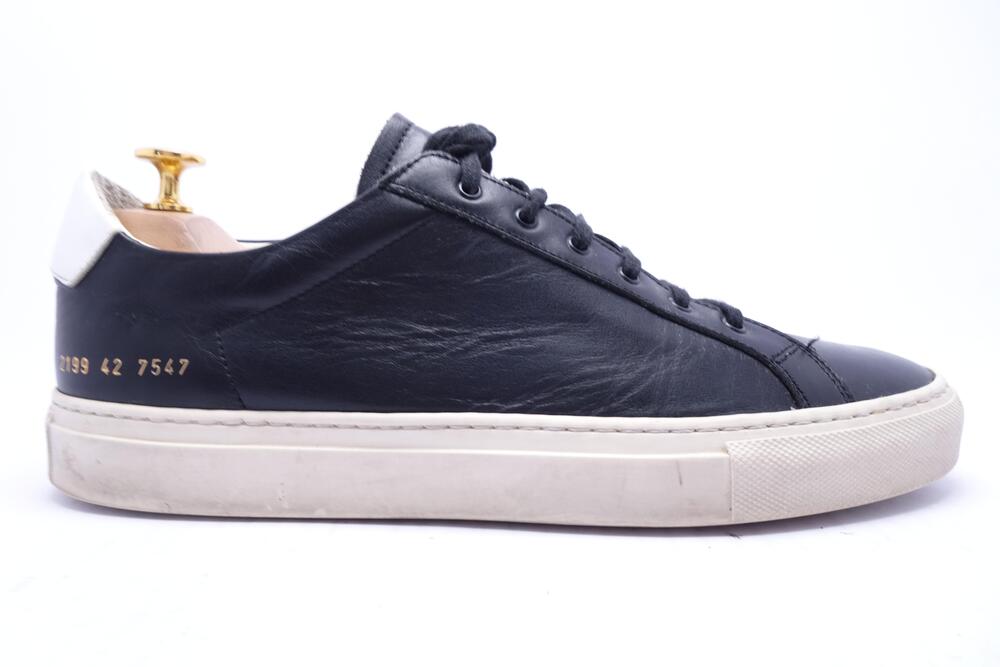 Common Projects Shoes Mens Size 9 Black Leather Low Top 2199 7547 Sneakers